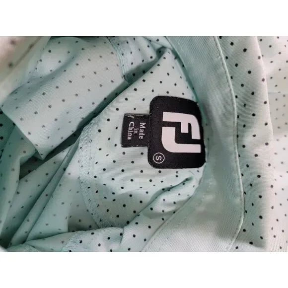 Men's FootJoy Teal Polka Dot Polo Shirt - Small - Picture 5 of 7